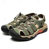 voordelige Buitensandalen-Heren outdoor wandelsandalen - ademend gesloten teenontwerp, verstelbare vetersluitingen, antislipzool, comfortabele zomerschoenen voor trekking en kamperen