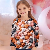 cheap Girl&#039;s 3D Animals-Girls&#039; 3D Graphic Animal Dog T shirt Tee Long Sleeve Spring Fall Fashion Basic Kids 4-12 Years Crew Neck Outdoor Casual Daily Regular Fit