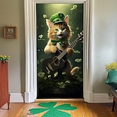 cheap Saint Patrick's Day-Saint Patrick's Day Door Decorations Door Covers Shamrock Gold Coins Door Tapestry Door Curtain Decoration Backdrop Indoor/Outdoor Door Banner for Front Door Farmhouse