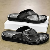 preiswerte Kleidungs-Sandalen-Braune Casual Flip Flops für Herren mit strukturiertem Fußbett und verstellbarem Riemen – bequeme Outdoor-Sandalen für Sommer und Strand