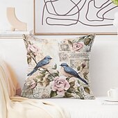 levne květinový a rostlinný styl-1 ks Polyester Polštářový potah, Zvíře stromy a listí rustikální design Pastýřský Obdélníkový Tradiční Klasický