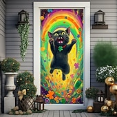 cheap Saint Patrick's Day-Saint Patrick's Day Door Decorations Door Covers Shamrock Gold Coins Door Tapestry Door Curtain Decoration Backdrop Indoor/Outdoor Door Banner for Front Door Farmhouse