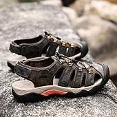 voordelige Buitensandalen-Heren outdoor wandelsandalen - ademend gesloten teenontwerp, verstelbare vetersluitingen, antislipzool, comfortabele zomerschoenen voor trekking en kamperen