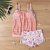 billiga One Pieces &amp; Tankinis-Dam Tankini Tvådelad baddräkt Spets Badkläder Badkläder Svart Rodnande Rosa Andningsfunktion Snabb tork Lättvikt Ärmlös - Simmning Surfing Strand Sommar Vår Plusstorlekar