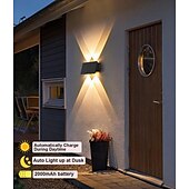 abordables Aplique de pared para exterior-Lámpara de pared solar impermeable de 1 pieza: iluminación hacia arriba y hacia abajo para patios al aire libre, balcones, porches y garajes