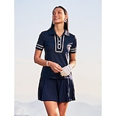 cheap Polos &amp; Quarterzips-Women&#039;s Golf Polo Shirt Navy Blue Rose Red Short Sleeve UV Sun Protection Top Ladies Golf Attire Clothes Outfits Wear Apparel