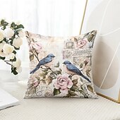 levne květinový a rostlinný styl-1 ks Polyester Polštářový potah, Zvíře stromy a listí rustikální design Pastýřský Obdélníkový Tradiční Klasický