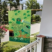 お買い得  聖パトリックの日-聖パトリックの日 ガーデンフラッグ 12x18インチ 屋外装飾 ウェルカムガーデンパティオフラッグ 幸運のシャムロック 金の小人 ヤードフラッグ 両面 ホリデー 屋外フラッグ 1個