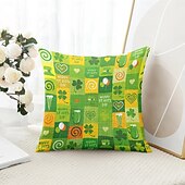 billiga geometrisk stil-saint patrick&#039;s day dekorativa slängkuddar överdrag 1 st grön irländsk mjuk fyrkantig soffa kuddfodral örngott för sovrum vardagsrum soffa stol