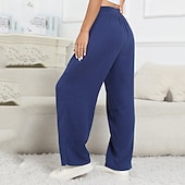 abordables Pantalon uni en coton et lin-Femmes Pantalon en coton et lin Pantalons Léger Occasionnel Longueur complète Taille Basse Uni Avec Poches Cordon de serrage Respirabilité Confortable Non Elastique Décontracté Quotidien Week-end