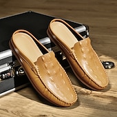 cheap Men&#039;s Clogs &amp; Mules-Men&#039;s Slip-On Moccasin Shoes – Comfortable Casual Leather Loafers with Woven Detailing for Everyday Wear
