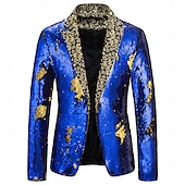 baratos Tops-blazer disco 1980s 2 cores brilhante lantejoulas smoking ajuste fino lapela colarinho ternos carnaval traje masculino adulto halloween carnaval festa de casamento clube smoking