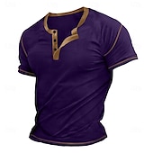 preiswerte Lässiges Henley-T-Shirt-Herren Henley Shirt T-Shirt Kurze Ärmel Glatt Raglanärmel Modisch Designer Basic Knopf hoch Henley Urlaub Strasse Ausgehen Sommer Dunkel Braun Marineblau Königliches Blau Henley T-Shirt