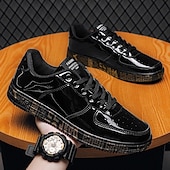 economico Casuale-sneakers da uomo in metallo dorato con suola stampata - scarpe casual eleganti per feste, streetwear e ballo