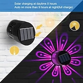 abordables Aplique de pared para exterior-Lámpara de pared LED solar con 7 cambios de color para escaleras de terraza, patio, canal, iluminación decorativa para exteriores, lámpara solar impermeable para paisaje, 2 piezas