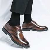 preiswerte Formell-Herren-Oxford-Schuhe im Brogue-Stil mit Flügelkappe aus Kunstleder – klassisches Schnürdesign für formelle Anlässe, Business und Hochzeiten