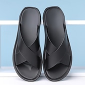 abordables sandalias de exterior-Sandalias marrones con tiras cruzadas sin cordones para hombre: diseño liviano y cómodo para la playa y el uso informal en verano