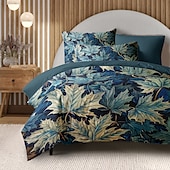 baratos 100% algodão-conjunto de capa de edredom botânica profunda - inclui capa de edredom e fronhas - design rico inspirado em plantas - tecido macio e confortável - perfeito para decoração elegante de quarto