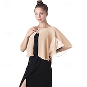 cheap Wedding Guest Wraps-Baoqiya Capelets for women Chiffon Cape Soft Shawls and Wraps Wedding Capes 1920s flapper Cover Up