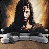 cheap Religious Tapestry-Hanging Tapestry Jesus Wall Art Large Tapestry Mural Decor Photograph Backdrop Blanket Curtain Home Bedroom Living Room Decoration