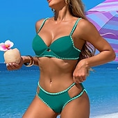 abordables Maillots une pièce et tankinis-Femme Tankini Maillot De Bain Deux Pièces Dos ouvert Maillots de Bain Couleur Pleine Maillots de Bain Noir Rose Claire Respirable Séchage rapide Poids Léger Sans Manches - Natation Surf Plage Et