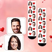 cheap Wedding Gift-Personalized Face Socks, Custom Wedding Gift for Couple Photo Socks with Heart, Funny Crew Socks for Couple, Wedding&#039;s Gift, Birthday Gift, Christmas, Pets, Family, Graduation