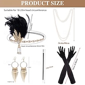 billige 1920-talls kjoler-De livlige 20-årene 1920-tallet Cocktail Kjole Knelengde Flapper kjole Kjoler Drakter Ermeløs Den store Gatsby Charleston Store størrelser Dusk Fjær V-hals Kostyme Dame Karneval Nytt År Maskerade