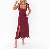 levne Šaty na promoci-Dámské Dlouhé šaty Maxi šaty Šaty na promoci Áčkové šaty Letní šaty Cami šaty Elegantní stylové Dovolená Denní Rande Běžný Bez vzoru Bez rukávů Hranatý Černá Bílá Světle zelená Světlá růžová Léto