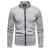 cheap Casual Jackets-Men&#039;s Lightweight Jacket Summer Jacket Casual Jacket Vacation Daily Warm Pocket Fall &amp; Winter Plain Fashion Classic Stand Collar Regular Black White Light Grey Dark Gray Jacket