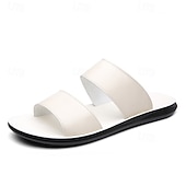 billige Utendørs sandaler-solbrune lysesandaler i kunstskinn for menn – minimalistisk design med dobbel stropp, lett og behagelig sommersko for strand- og fritidsklær