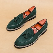 Χαμηλού Κόστους Ημιεπίσημο-ανδρικά σουέτ loafers με λεπτομέρεια φούντας – κομψά casual slip-on παπούτσια με λευκές σωληνώσεις, άνετα παπούτσια για καθημερινή χρήση και ημιεπίσημες εκδηλώσεις