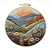 cheap Sewing &amp; Knitting &amp; Crochet-Embroidery Kit for Beginners,Cross Stitch Needlepoint Kits for Adults Starter Easy Snowy Mountain Pattern Fabric Hand Crafts,Hoops,Needle,Women DIY Hanging Plants,Sewing Hobby