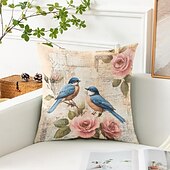 levne květinový a rostlinný styl-1 ks Polyester Polštářový potah, Zvíře stromy a listí rustikální design Pastýřský Obdélníkový Tradiční Klasický