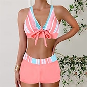 voordelige One Pieces &amp; Tankinis-Dames Tankini Tweedelig zwempak Kruiselings Open achterkant Zwemkleding Zwemkleding Blozend Roze Rood Ademend Sneldrogend Lichtgewicht Mouwloos - Zwemmen Surfen Strand Zomer Lente