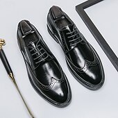 preiswerte Formell-Herren-Oxford-Schuhe im Brogue-Stil mit Flügelkappe aus Kunstleder – klassisches Schnürdesign für formelle Anlässe, Business und Hochzeiten