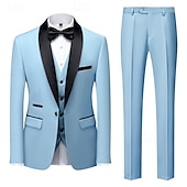 cheap Homecoming Suits-Men&#039;s Wedding Party Tuxedos Pink Royal Blue Summer Solid Color Standard Fit 3 Piece Single Breasted One-button
