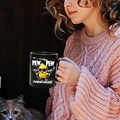 Недорогие Кружки и чашки-кружка для кофе черная керамическая кружка с забавным дизайном в виде цыпленка 12 унций/330 мл идеальный подарок для друзей и коллег по работе с любителями юмора