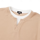 economico T-shirt in maglia waffle-Per uomo Maglietta Waffle Felpa Pullover Maglietta Camicia a Maniche Lunghe Manica Lunga Girocollo Scollo a V Primavera &amp; Autunno Semplice Moda Designer Essenziale Moda Finto due pezzi Vacanza