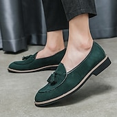 Χαμηλού Κόστους Ημιεπίσημο-ανδρικά σουέτ loafers με λεπτομέρεια φούντας – κομψά casual slip-on παπούτσια με λευκές σωληνώσεις, άνετα παπούτσια για καθημερινή χρήση και ημιεπίσημες εκδηλώσεις