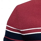 preiswerte Herren Elite Hoodies &amp; Sweatshirts-Herren Pullover Gerippt Stricken Normale Oberteile Farbblock Gestreift Rundhalsausschnitt Strickware Täglich Outdoor Urlaub Bekleidung Frühling Herbst Wein Marineblau S M L