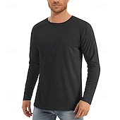olcso alap pólók-Férfi Póló Napvédő pólók Hosszú ujj Terített nyak Nyár Tavasz &amp; Ősz Tömör szín Aktív Crewneck Szabadtéri Hétköznapi Sportruházat Stétszürke Haditengerészet Fekete Férfi felső póló