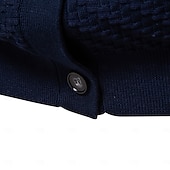 billige Herre Elite Hettegensere &amp; Sweatshirts-Herre Cardigan Genser Kofte Riflet Strikke Vanlige topper Knepp opp Knapp ned Helfarge V-hals Strikketøy Mote Arbeid Avslappet Klær Vår &amp; Vinter Navyblå Beige S M L