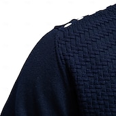 billige Herre Elite Hettegensere &amp; Sweatshirts-Herre Cardigan Genser Kofte Riflet Strikke Vanlige topper Knepp opp Knapp ned Helfarge V-hals Strikketøy Mote Arbeid Avslappet Klær Vår &amp; Vinter Navyblå Beige S M L