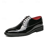 cheap Formal-Men&#039;s Dress Shoes PU Leather Breathable Comfortable Slip Resistant Lace-up Black Gold Fall Winter