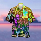 economico Camicie taglie forti da uomo-Per uomo Fluorescente Camicia Camicia hawaiana Camicia da campo Manica corta Camicia Collo ripiegabile Strada Informale Stampa 3D Giallo Rosso Viola chiaro Viola Verde 3D Abbigliamento Di tendenza
