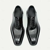 cheap Classic Dress Shoes-Men's Premium Cowhide Leather Oxford Shoes - Formal Business Dress Footwear with Hand-Stitched Detailing, Ideal for Weddings, Office and Formal Events
