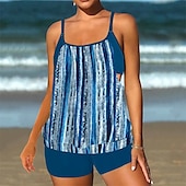 cheap One Pieces &amp; Tankinis-Women&#039;s Tankini Two Piece Swimsuit Racerback Swimwear Swimwear Light Pink Black / White Breathable Quick Dry Lightweight Sleeveless - Swimming Surfing Beach Summer Spring Plus Size