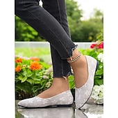 voordelige Platte damesschoenen-beige bloemenkanten puntige platte schoenen voor dames – elegante en comfortabele schoenen voor bruiloften en formele gelegenheden