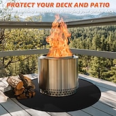 cheap Camp Kitchen-Fire Pit Mat for Solo Stove Bonfire, Double-Sided Fireproof Under Grill Mat Deck Patio Protector Mat, Round Fire Pit BBQ Mat for Solo Stove Accessories, Easy to Clean, Reusable