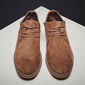 economico Semi-formale-scarpe oxford stringate in pelle scamosciata da uomo – design casual leggero per lavoro, ufficio e uso quotidiano